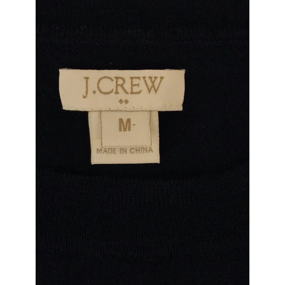 J. Crew Women's Sweater 100% Cotton Ribbed 3/4 Sleeve Navy Blue Size Medium